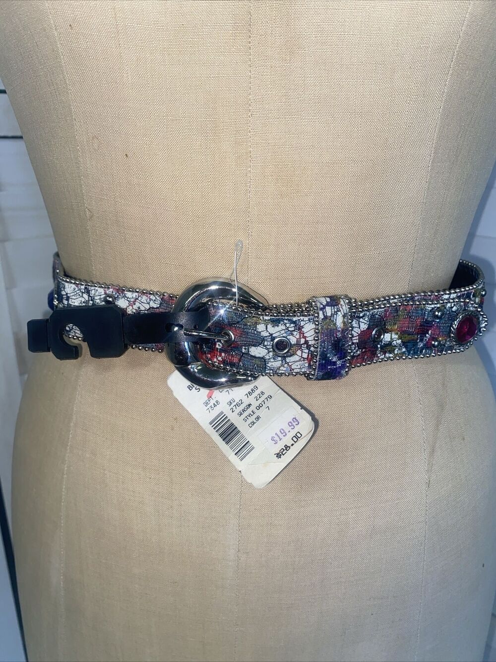 New W/ Tags 80s VTG Elite Fresno California Women's Jeweled Glitter Belt Sz M